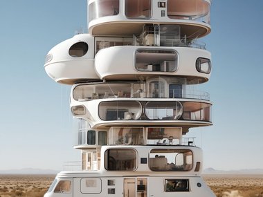 Многоэтажный дом-фургон: безумный транспорт будущего глазами ИИ