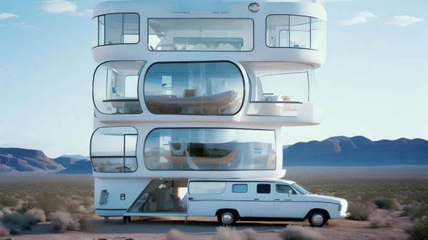 Многоэтажный дом-фургон: безумный транспорт будущего глазами ИИ